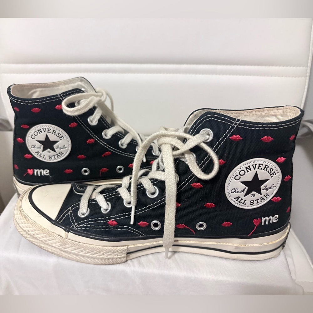Converse Black High-Tops with Red Heart Design LMTD edition